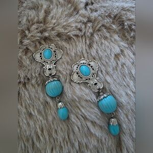 Vintage-Inspired Silver and Turquoise Drop Earrings